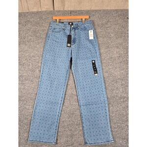 Dee Ocleppo Matilda D Link Blue Denim Jeans Womens Size 10 All Over Logo Pattern